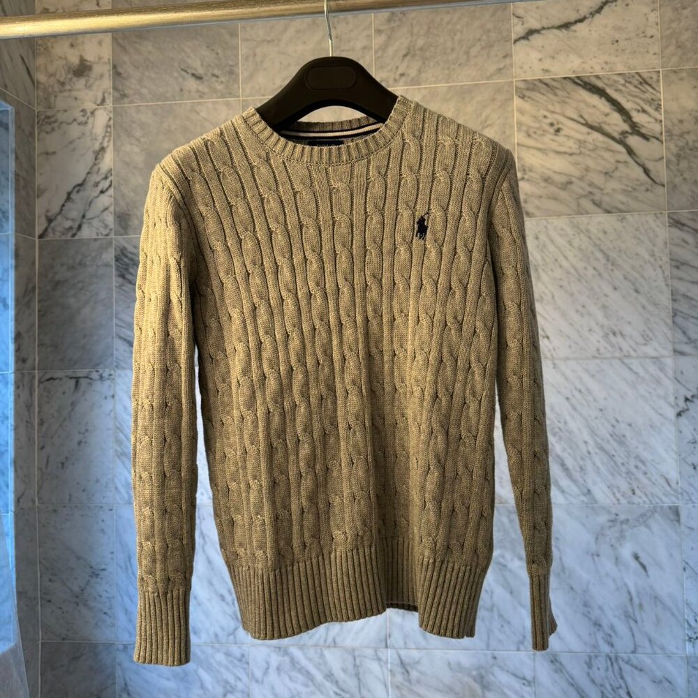 Ralph Lauren Girl's Cable-Knit Cotton Sweater in Grey